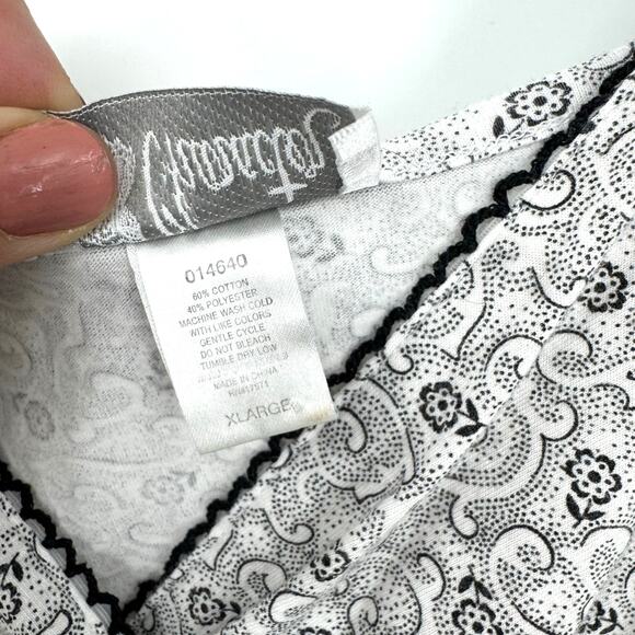 Vintage Character Babydoll Chemise Mini Slip Dress XL Black White Floral Y2K - Picture 7 of 7